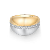 Two Tone Gold Diamond Chunky Ring