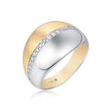 Two Tone Gold Diamond Chunky Ring
