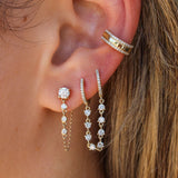 Gold Diamond Chain Connecting Hoop Earring