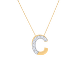 Gold Half Diamond Initial Pendant Necklace