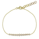 Gold Crown Prong Diamond Bar Bracelet