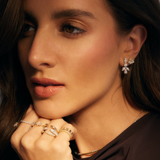 Gold Bezel Pear Diamond Climber Earring