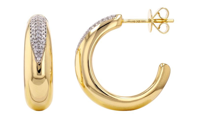 Gold Diamond Open Hoop Earrings by Monisha Melwani Fine Jewelry