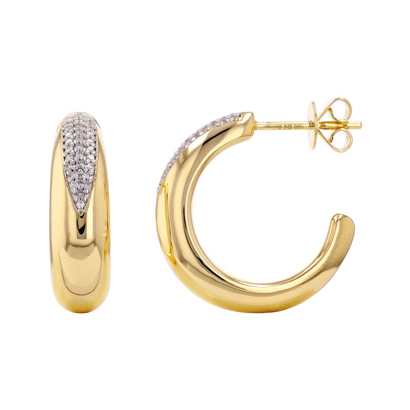Gold Diamond Open Hoop Earrings by Monisha Melwani Fine Jewelry