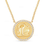 Gold Round Diamond Zodiac Necklace