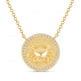 Gold Round Diamond Zodiac Necklace