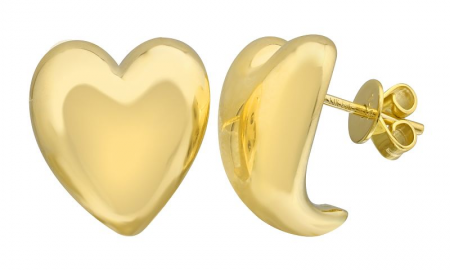 Gold Puffy Heart Earrings - Fine Jewelry by Monisha Melwani