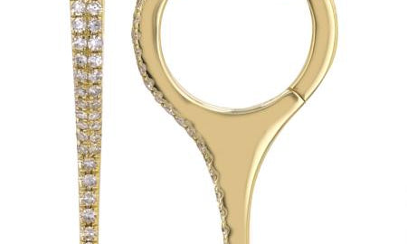 Gold Diamond Hoop Solid Double Line Spike Earring - Fine Jewelry by Monisha Melwani