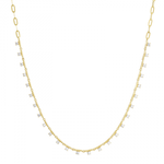 Gold Multi Bar Round Diamond Drop Necklace