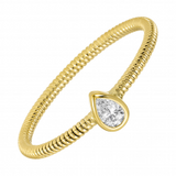 Gold Textured Bezel Pear Ring