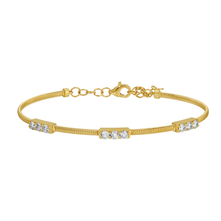 Gold Textured Triple Diamond Bracelet