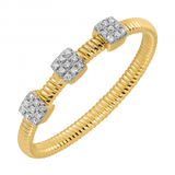 Gold Textured Pave Triple Square Diamond Ring