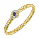Gold Textured Pave Diamond & Blue Sapphire Evil Eye Ring