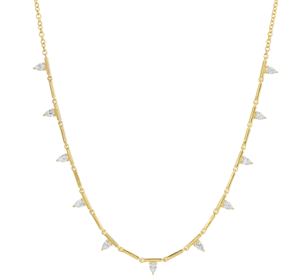 Gold Multi Bar Pear Drop Necklace
