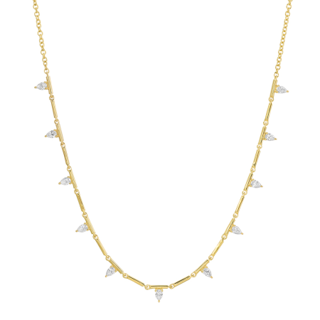 Gold Multi Bar Pear Drop Necklace