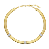 Gold Textured Pave Diamond Square Necklace