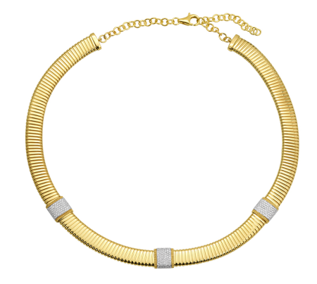 Gold Textured Pave Diamond Square Necklace