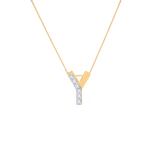 Gold Half Diamond Initial Pendant Necklace