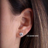 Gold Lab Grown Diamond Three Prong Classic Martini Stud Earrings