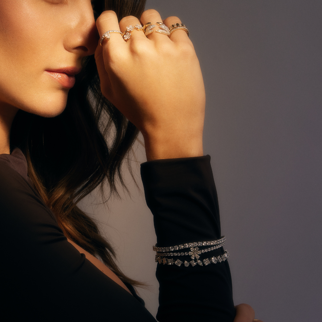 Gold Flower Tennis Bracelet