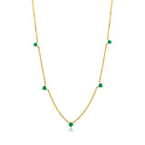 Gold Emerald Five Heart Necklace