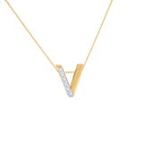 Gold Half Diamond Initial Pendant Necklace