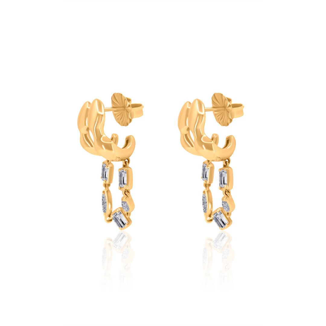 Gold Lab Grown Fancy Double Hoops