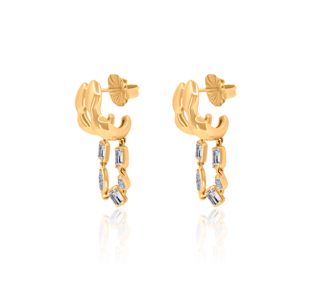 Gold Lab Grown Fancy Double Hoops