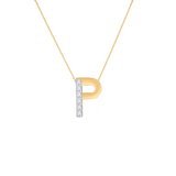 Gold Half Diamond Initial Pendant Necklace