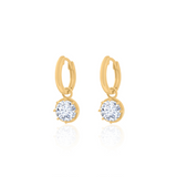 Gold Lab Grown Round Charm Earrings