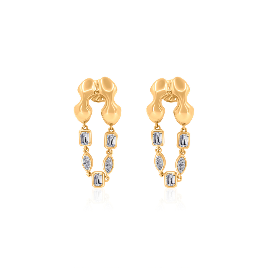 Gold Lab Grown Fancy Double Hoops