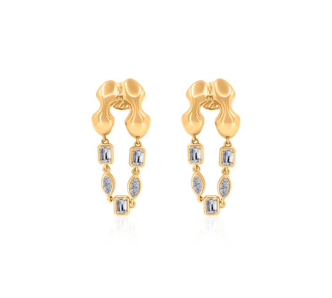 Gold Lab Grown Fancy Double Hoops