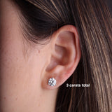Gold Lab Grown Diamond Three Prong Classic Martini Stud Earrings