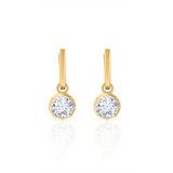 Gold Lab Grown Round Charm Earrings