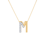 Gold Half Diamond Initial Pendant Necklace