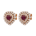 Gold Diamond Ruby Heart Earrings by Monisha Melwani