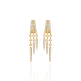 Gold Diamond Graduated Spike and Bezel Drop Hoop Earring