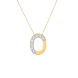 Gold Half Diamond Initial Pendant Necklace
