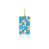 Gold Diamond Turquoise Rectangle Pendant