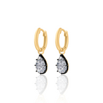 Gold Lab Grown Pear Black Rhodium Charm Earring