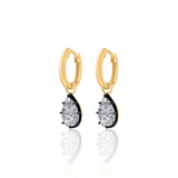 Gold Lab Grown Pear Black Rhodium Charm Earring