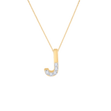 Gold Half Diamond Initial Pendant Necklace