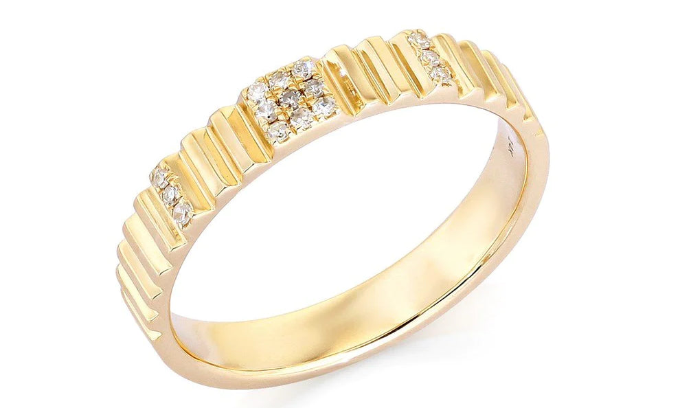 Gold Pave Diamond Textured Spaced Ring by Monisha Melwani