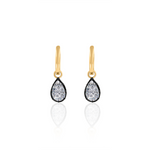 Gold Lab Grown Pear Black Rhodium Charm Earring