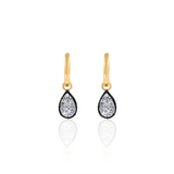 Gold Lab Grown Pear Black Rhodium Charm Earring