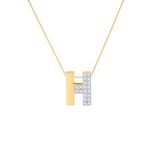Gold Half Diamond Initial Pendant Necklace