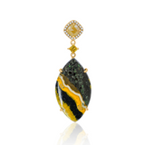 Gold Bumblebee Jasper Diamond Sapphire Pendant