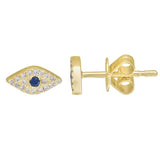Gold Diamond Sapphire Evil Eye Stud Earring