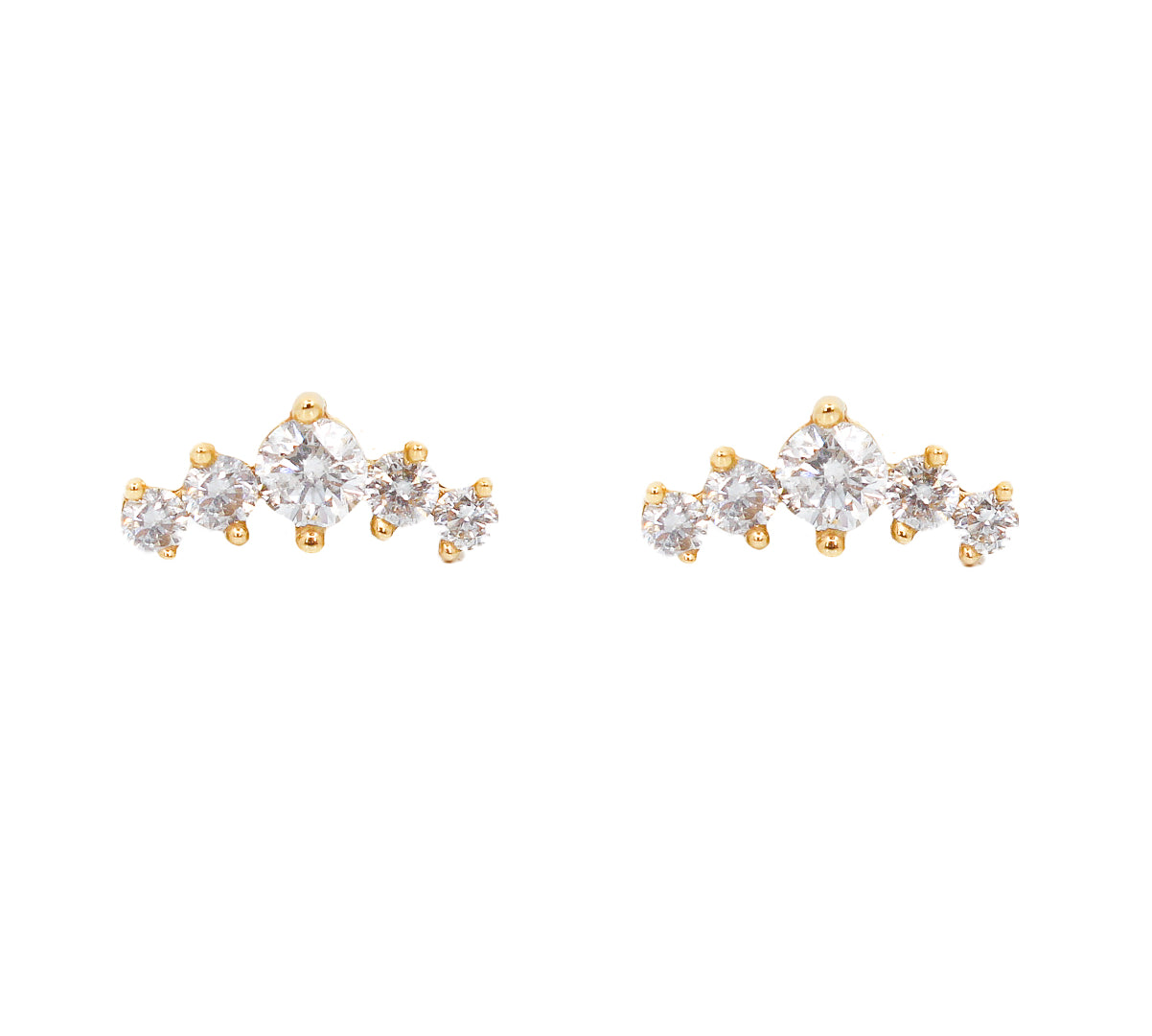 Gold Diamond Cluster Flat Back Earring