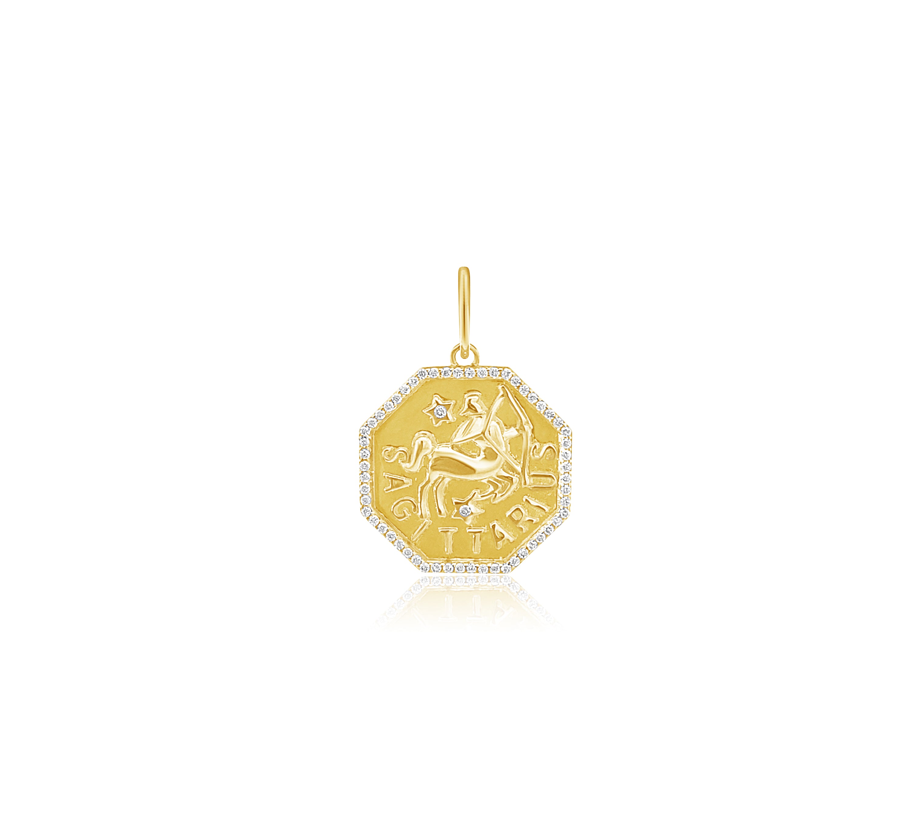 Gold Octagon Diamond Zodiac Pendant